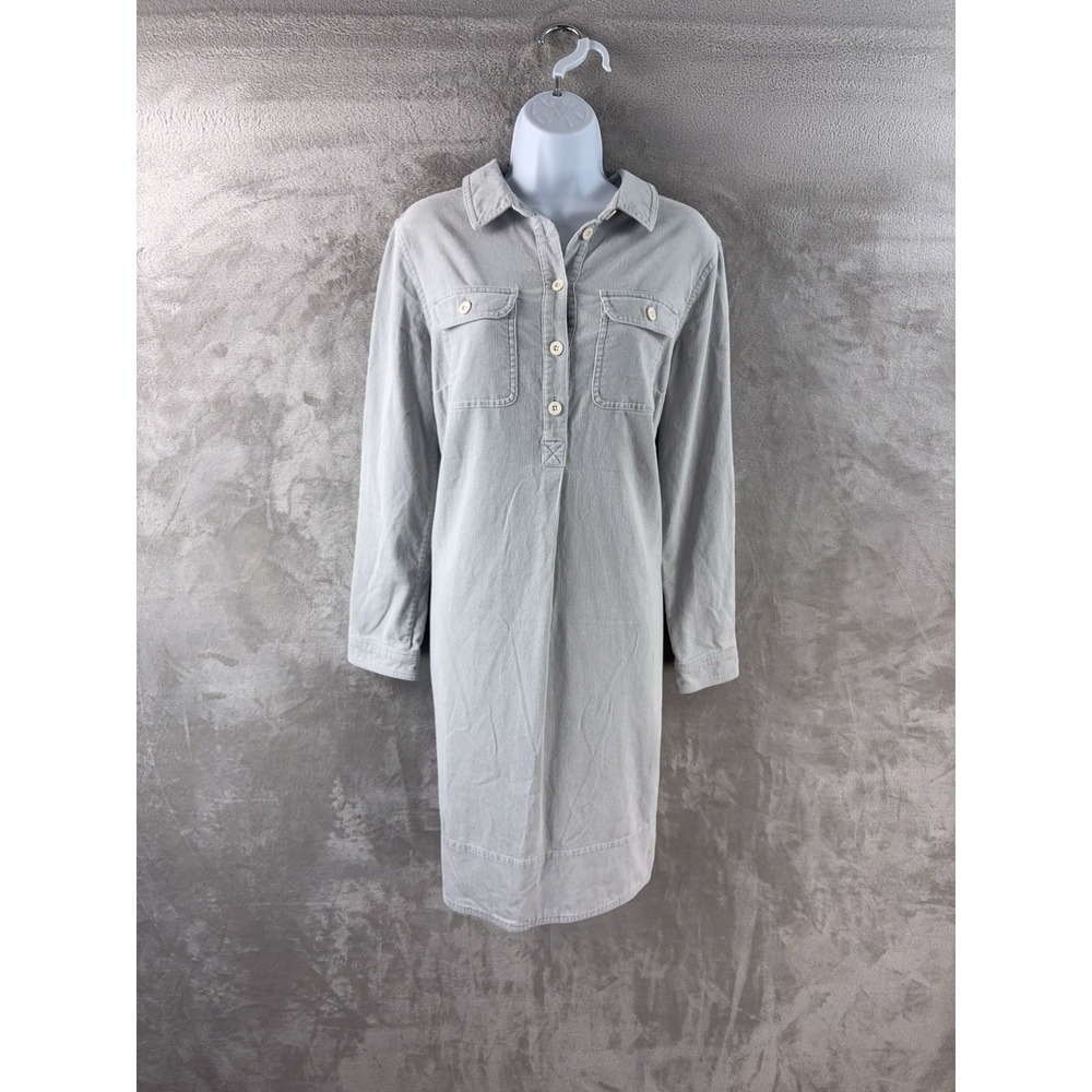 Boden Shirt Dress Womens Size Large Gray Long Sleeve Button Front Casual